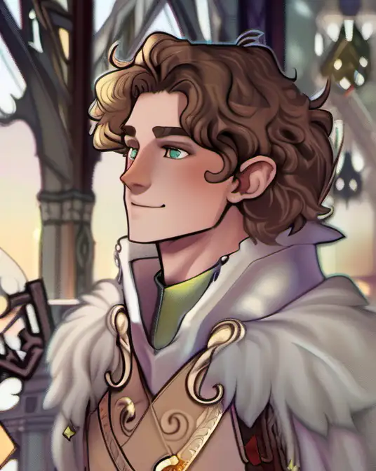 CurlyHaired Noble Elf Prince in Starlit Forest