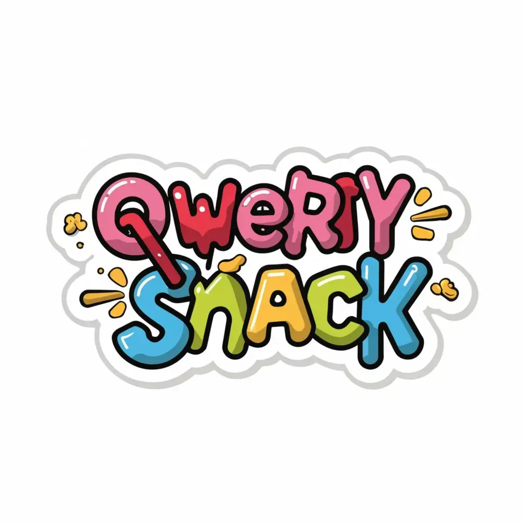 logo, Keyboard Crumbs, Sticker, Energetic, Bright Colors, Art brut style, Contour, Vector, White Background, Detailed, , Detailed bright vibrant colors, with the text "QwertySnack", typography, be used in Beauty Spa industry