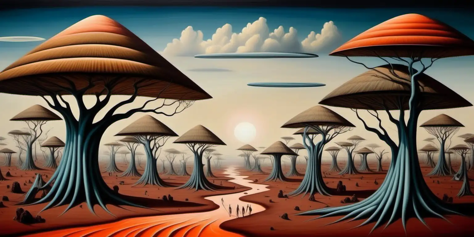 Vibrant Surrealist African Landscape with Ethereal Elements
