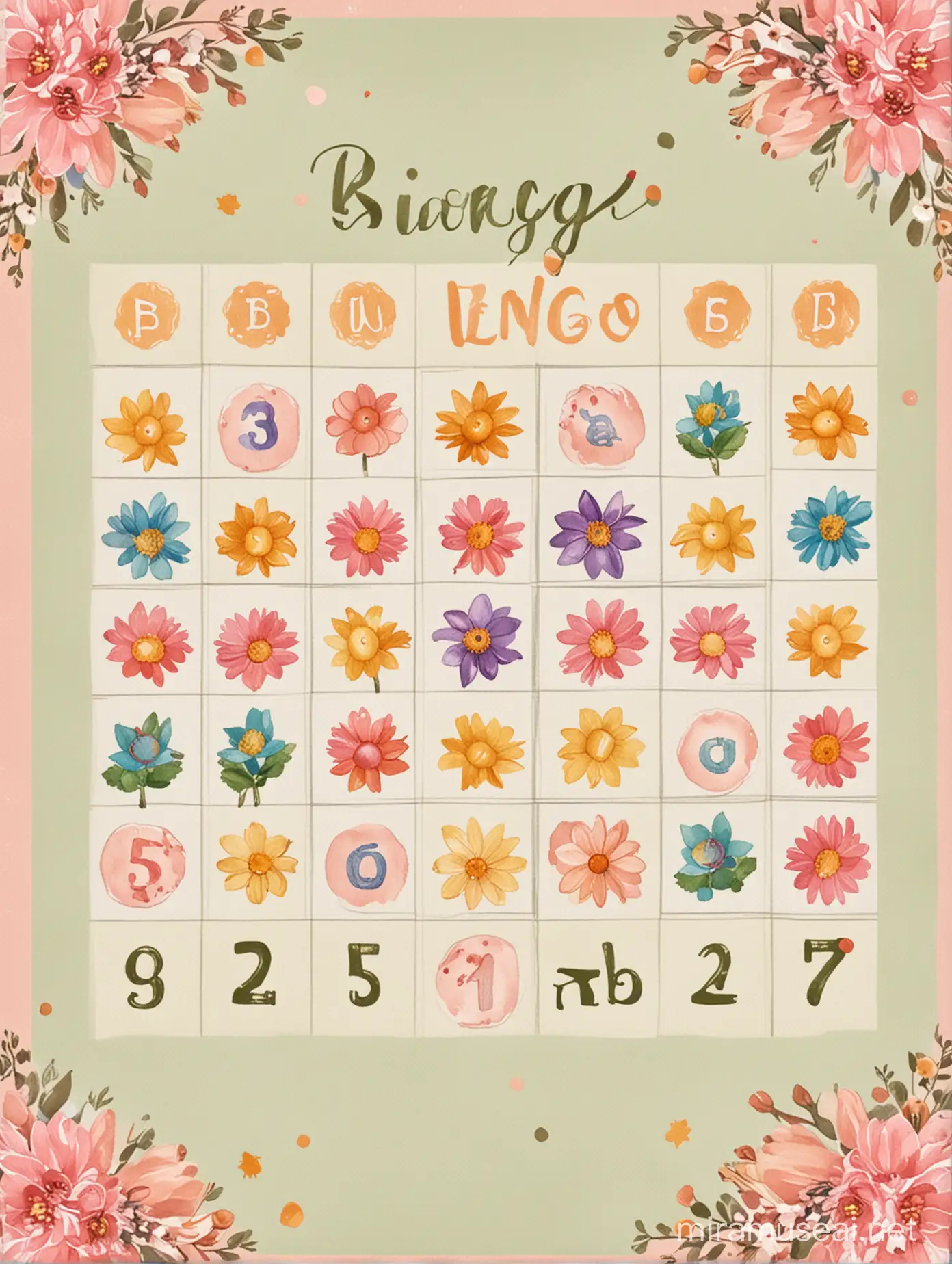 create a baby bingo game with the baby in bloom theme

