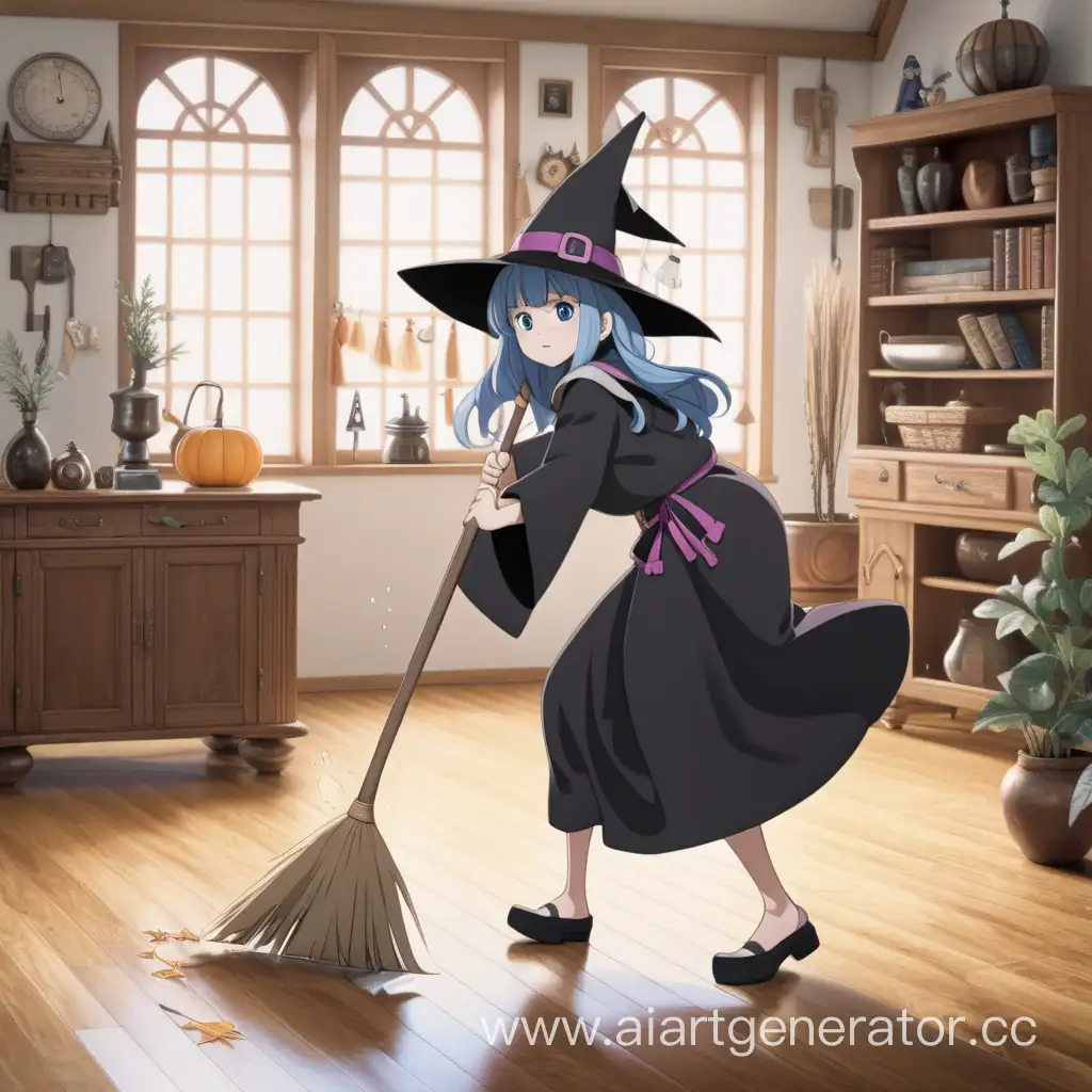 Anime-Witch-Sweeping-Floor-with-Enchanting-Broom