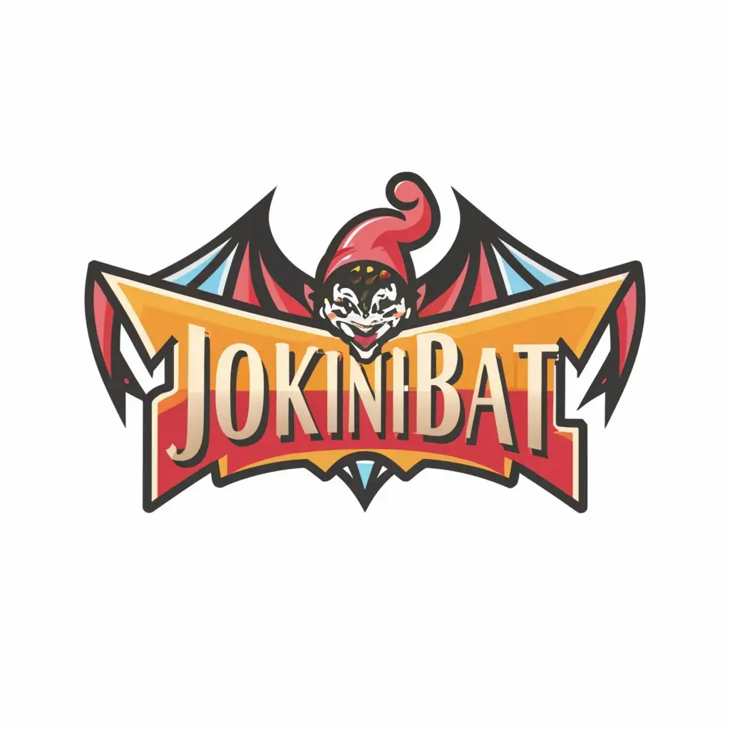 a logo design,with the text "JOKINGBAT", main symbol:Clown / Bat,Moderate,clear background