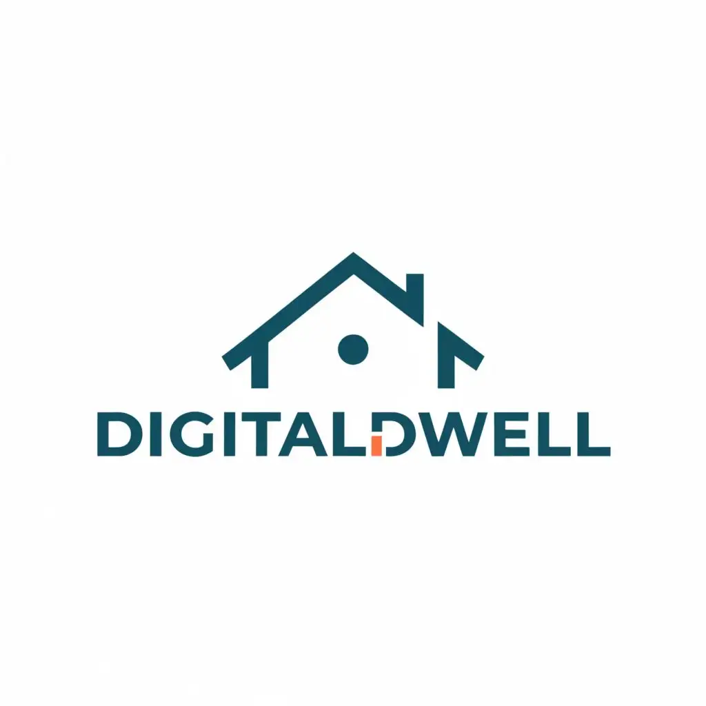 logo, House, with the text "DigitalDwell", typography