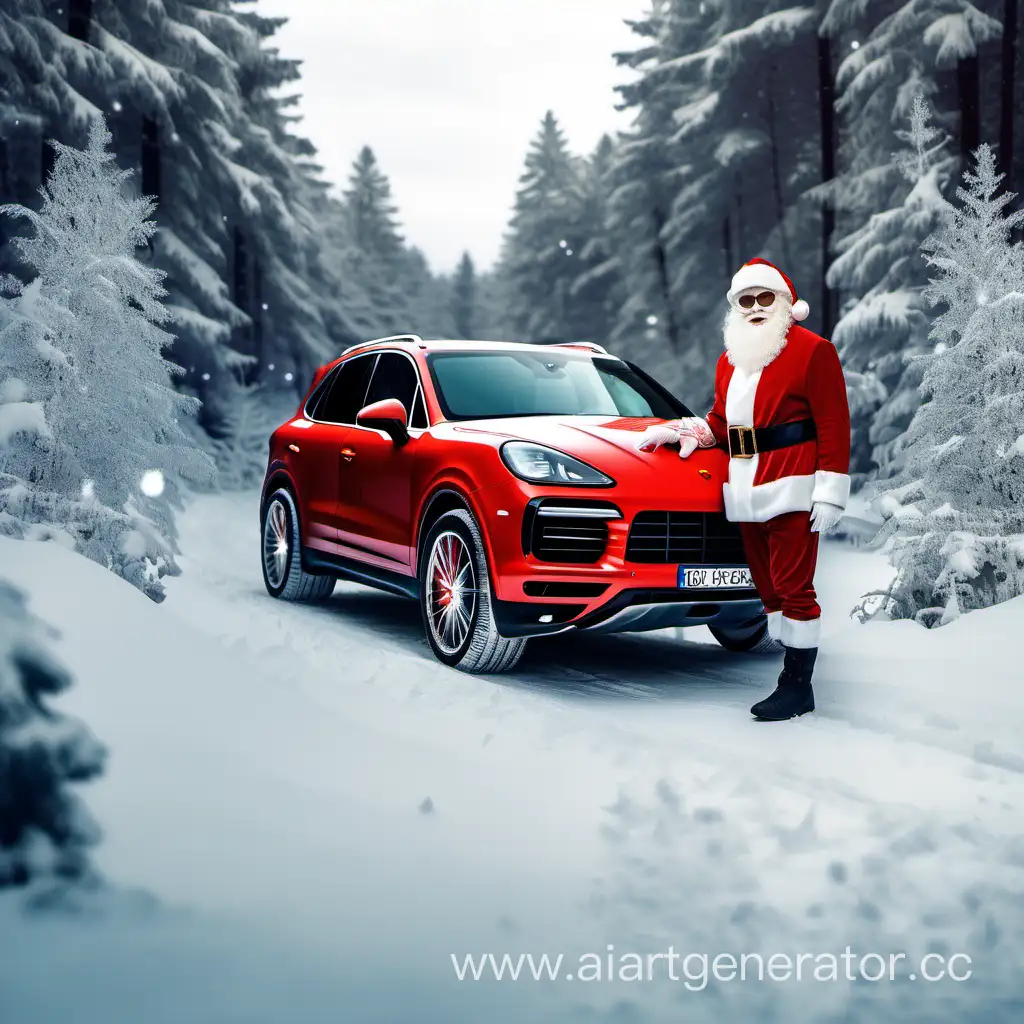 Stylish-Santa-Claus-Celebrates-New-Year-2024-in-a-Porsche-Cayenne