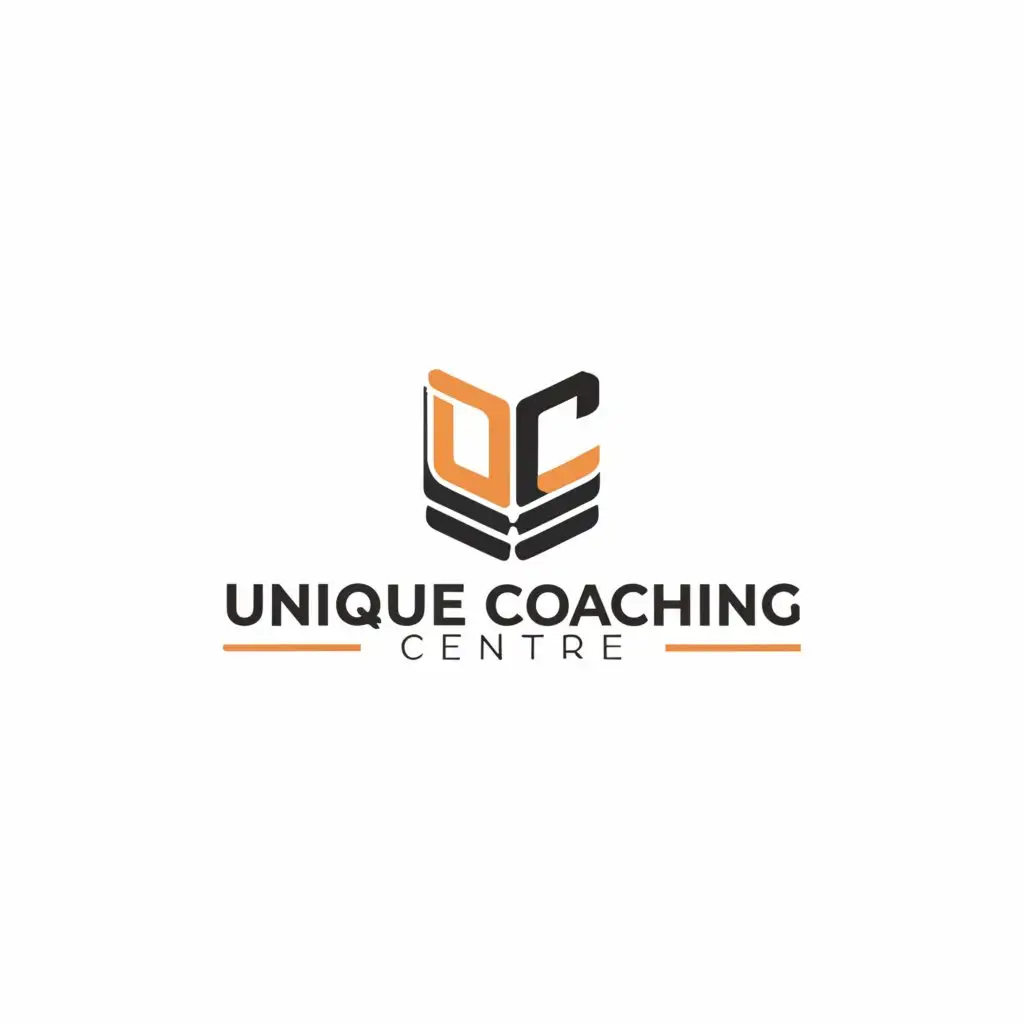 a logo design,with the text "Unique coaching centre", main symbol:UCC and book,Minimalistic,be used in Education industry,clear background