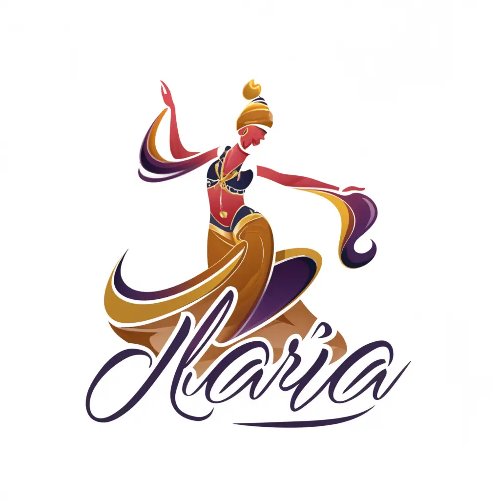 a logo design, with the text 'ILARIA', main symbol: Belly dancer, complex, clear background