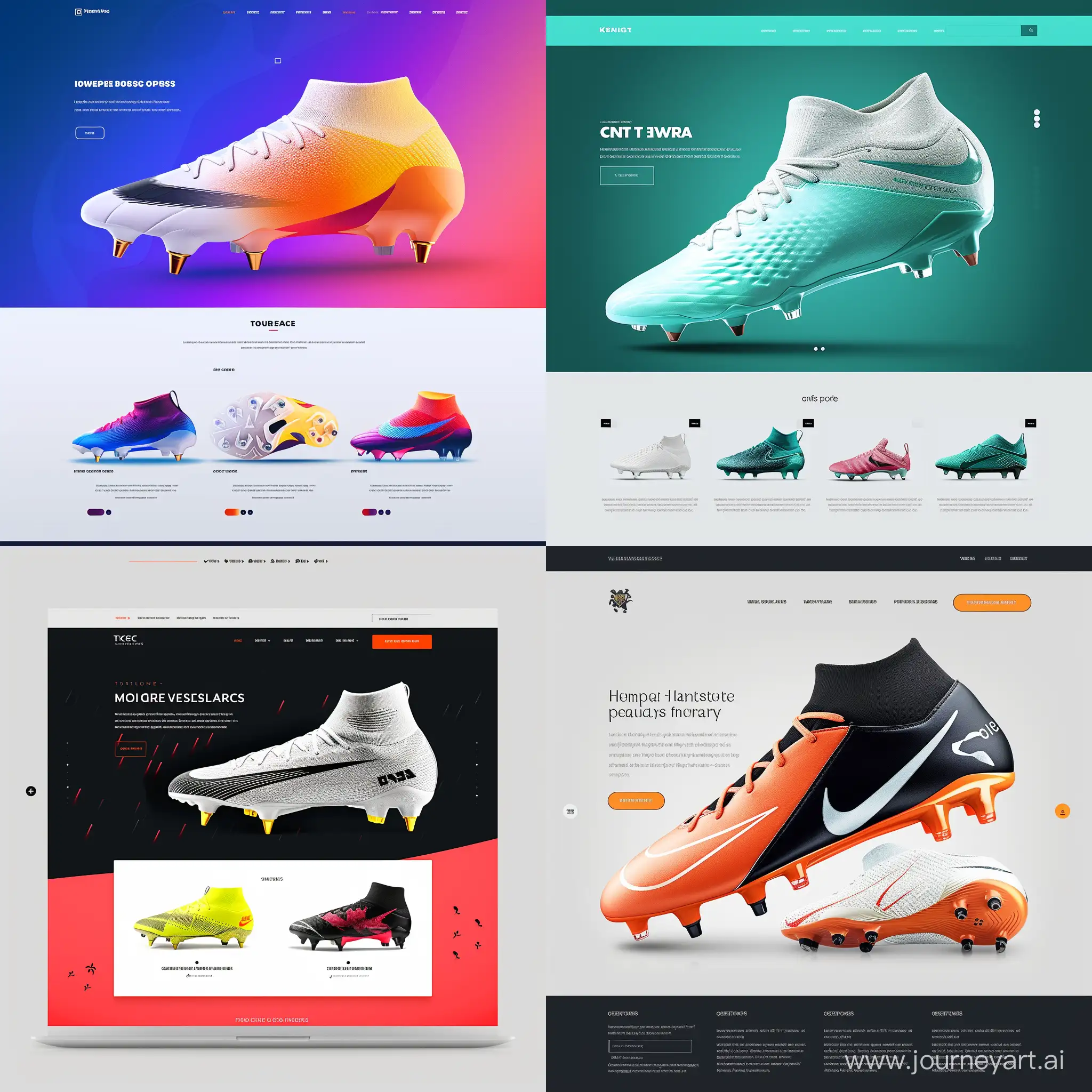 Design of a site selling football boots, minimalist, modern design harmonious color palette