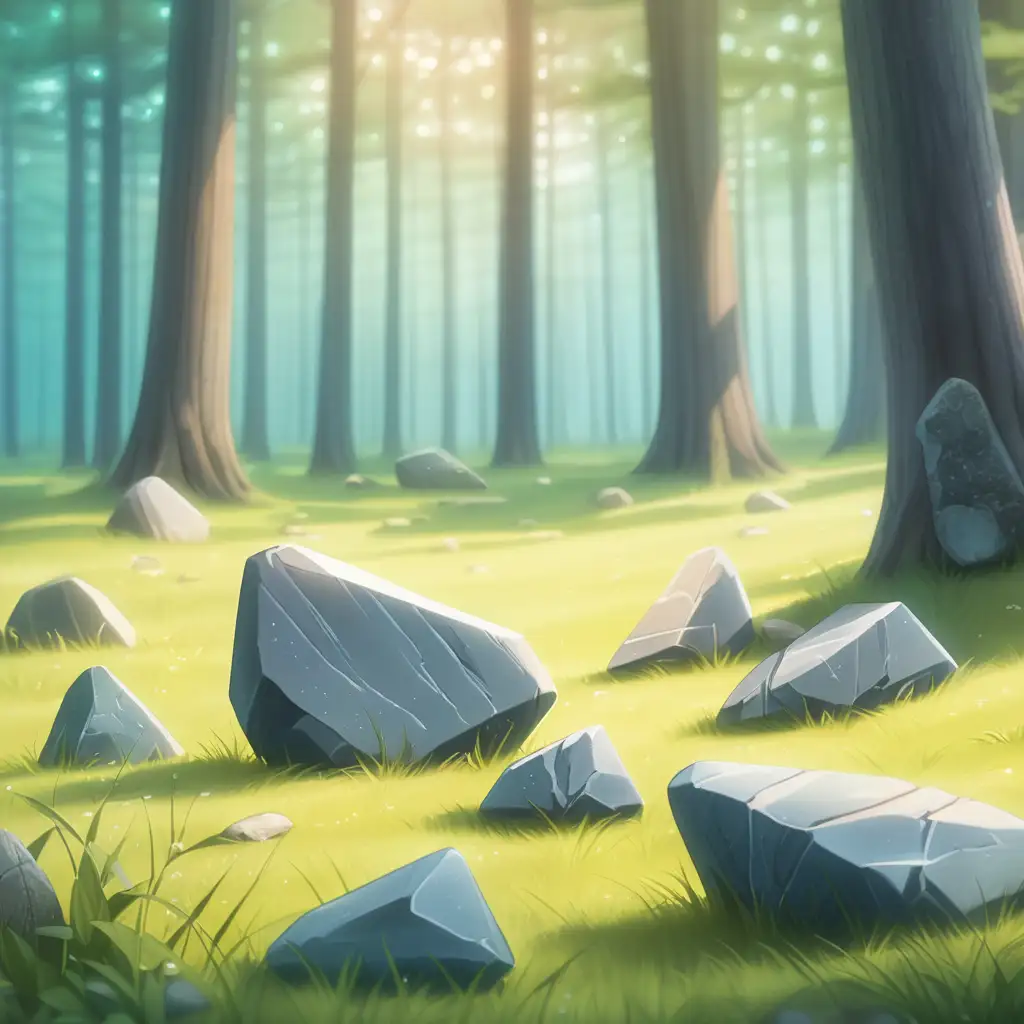 sharp stones on the forest glade, 