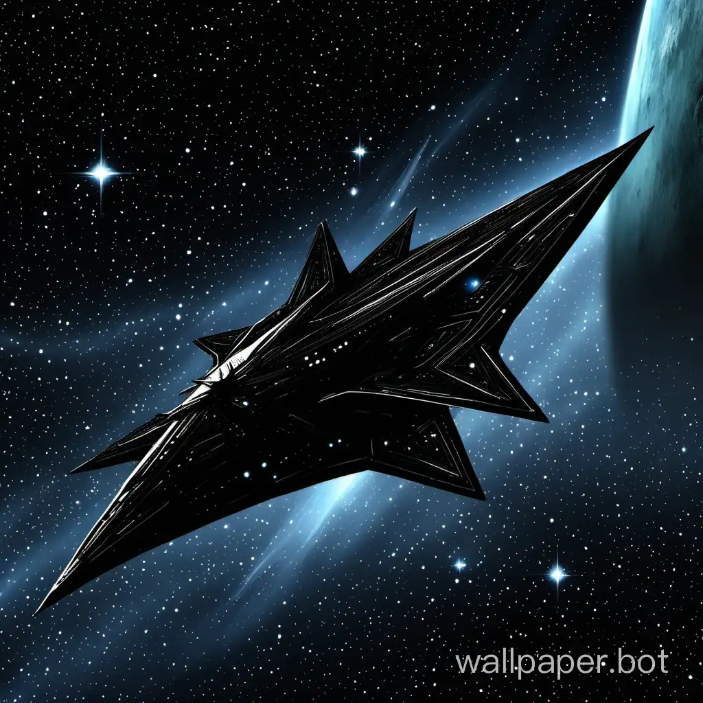 Futuristic-Black-Starship-Soaring-Through-Cosmic-Void