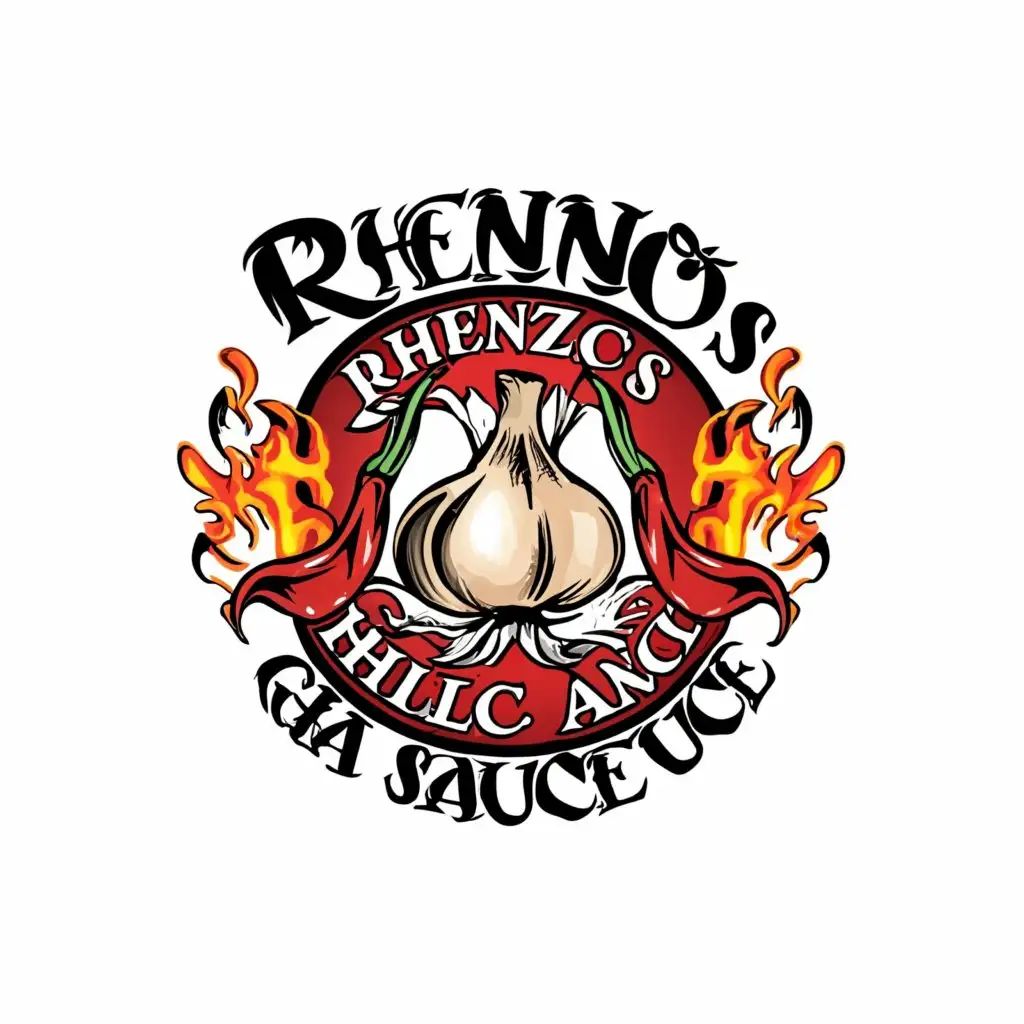 a logo design,with the text "Rhenzo's Chili Garlic Sauce", main symbol:Garlic with Chili,complex,be used in Restaurant industry,clear background