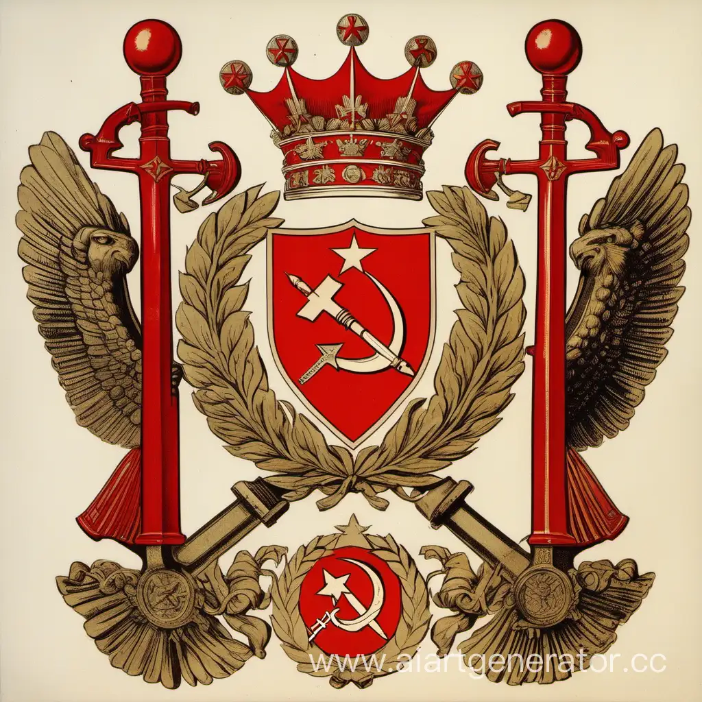 Герб Царско-Коммунестической Орды, Коммунизм под властью короны, корона сверху а серп и молот снизу