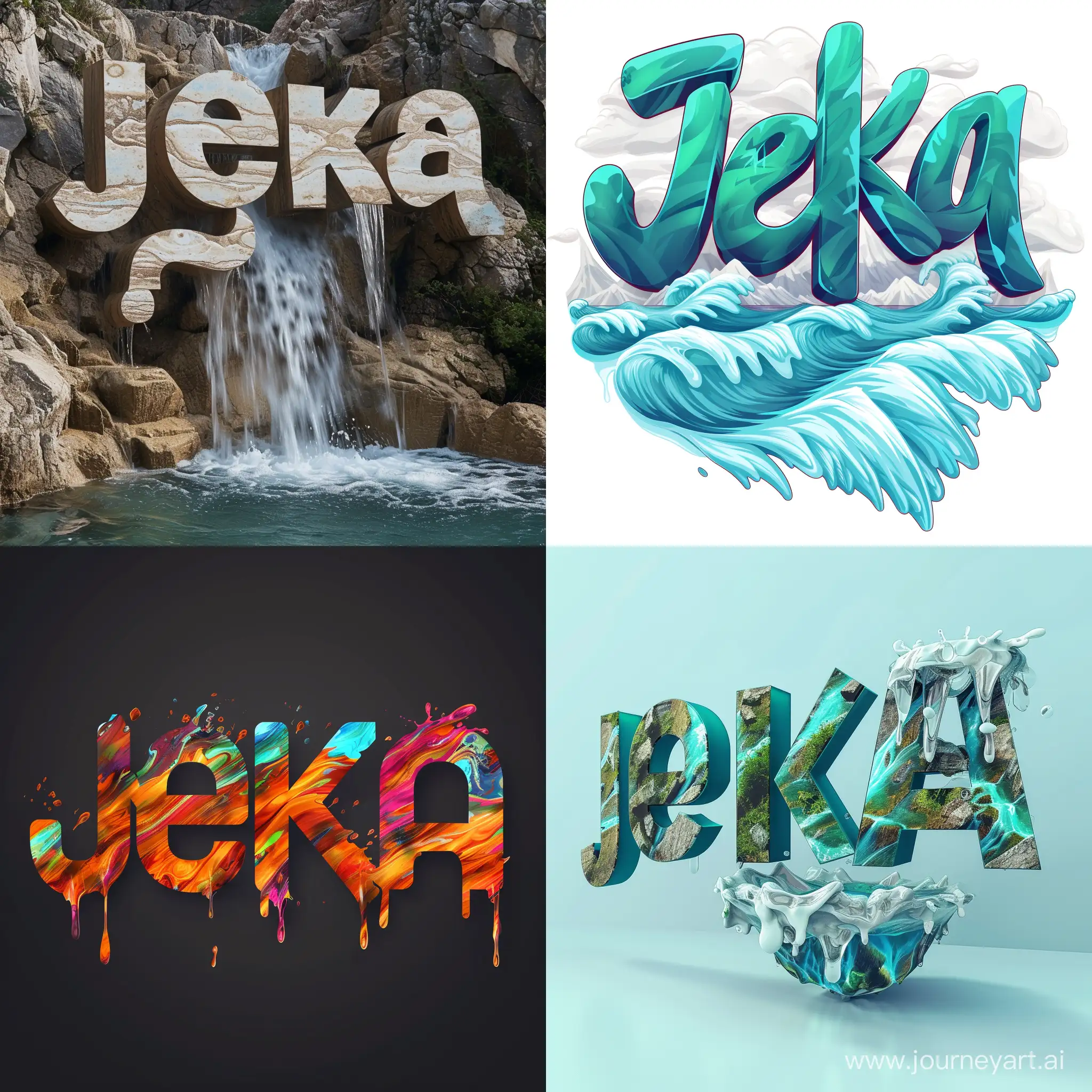 a large image of the word "Jeka", with attractive shape of water font,
