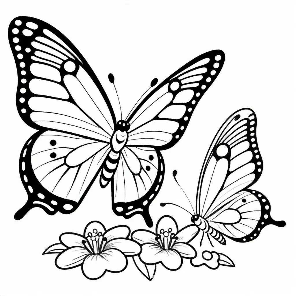 Mother-and-Baby-Butterfly-Coloring-Page-Simple-Black-and-White-Line-Art-for-Kids