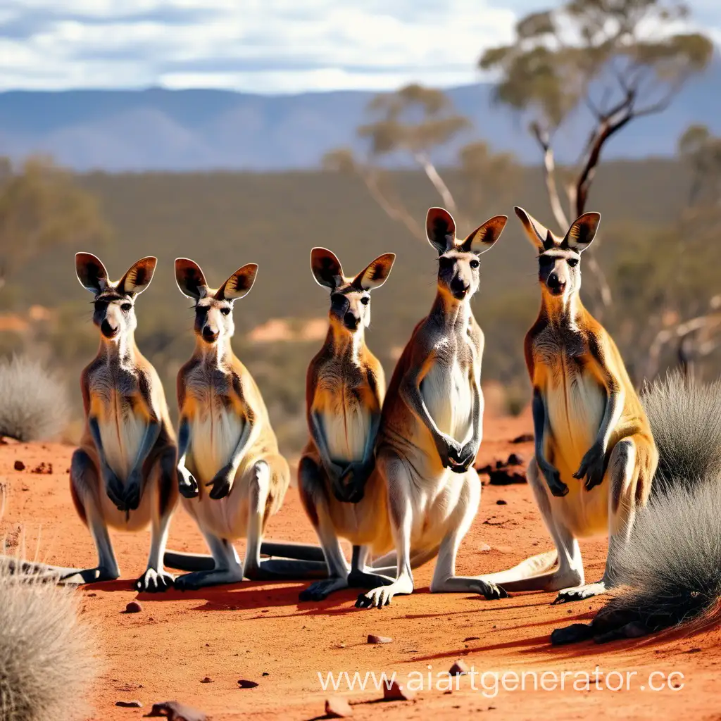 Племя разумных кенгуру в засушливых горах