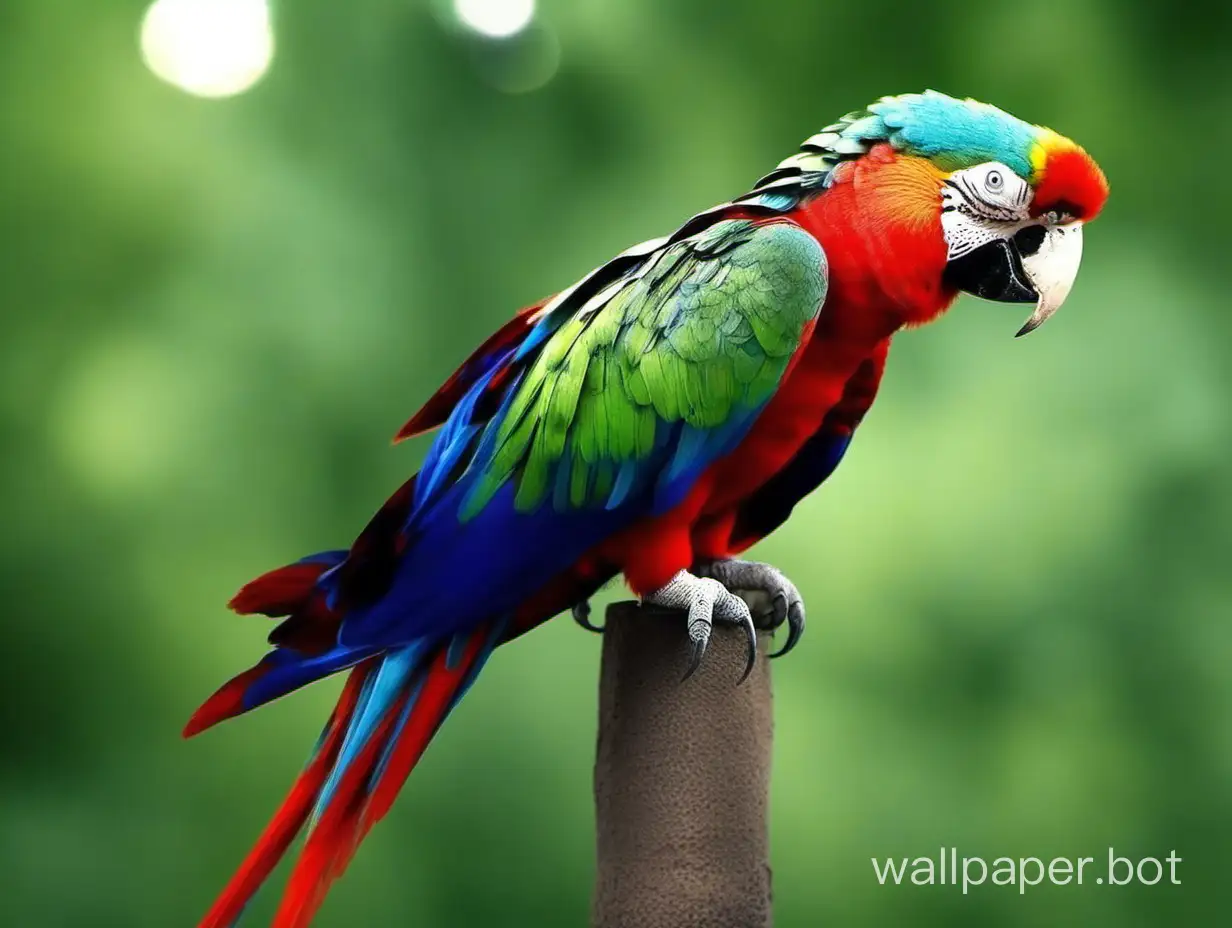 Adorable-Wildlife-Playful-Animals-and-Colorful-Parrot-in-Natural-Setting