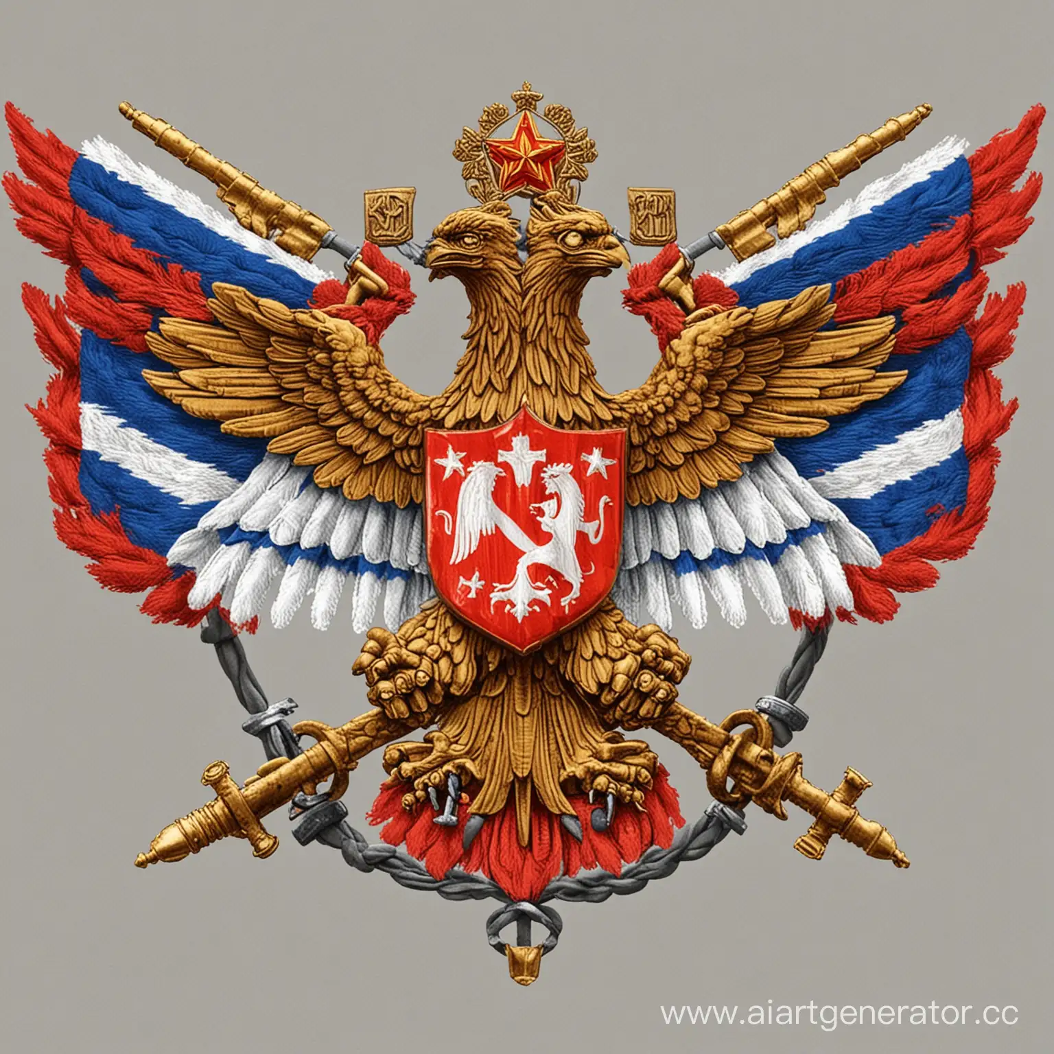 флаг России, Герб Росгвардии, военный вертолет, военный самолет
