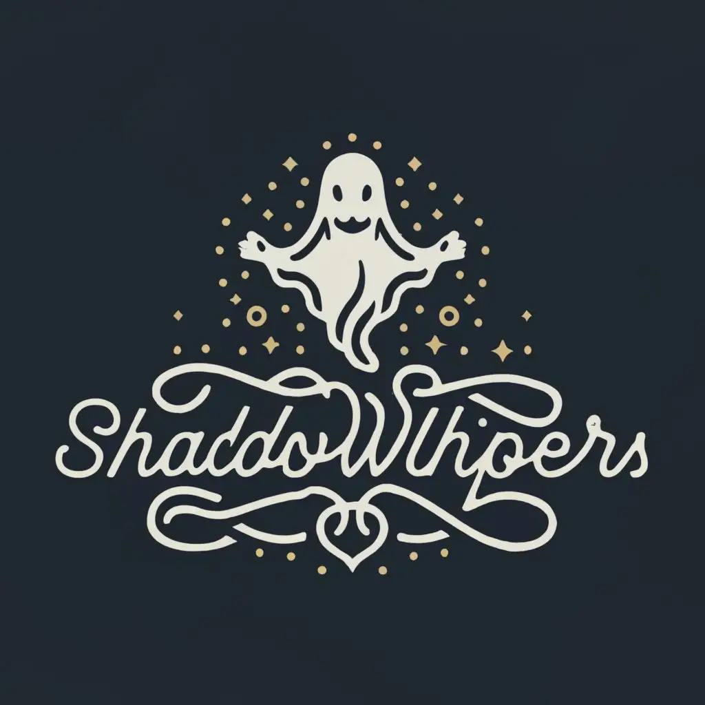 a logo design,with the text "ShadowWhispers", main symbol:ghost,Moderate,clear background