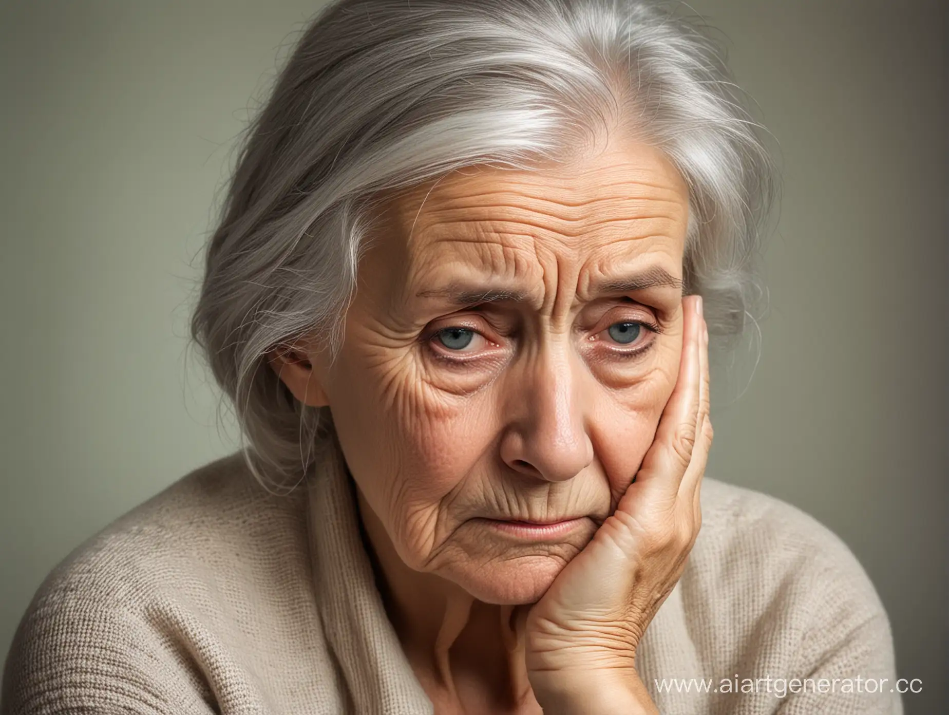 Lonely-Elderly-Woman-Sitting-in-Sorrow