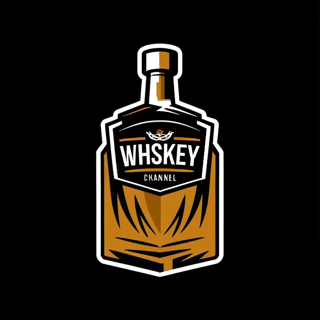 a logo design,with the text "Whiskey", main symbol:It could be a logo that presents an image of a whiskey bottle bearing the channel's logo, or it could be a more common logo with the use of emotion and passion as a gaming and adventure logo.,Moderate,clear background