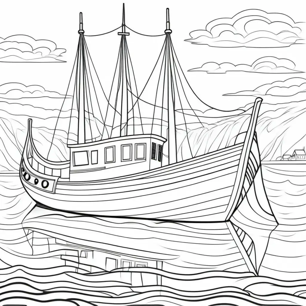 Swedish Traditional Boat Coloring Page for Kids Nautical Fun and Educational Activity