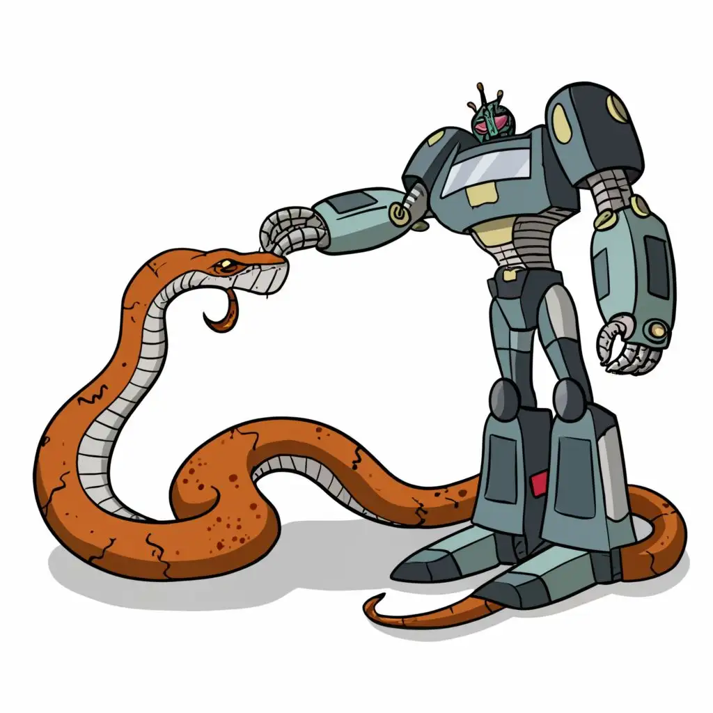 Mamba Snake Confronting Transformer Robot Vibrant Cartoon Illustration ...