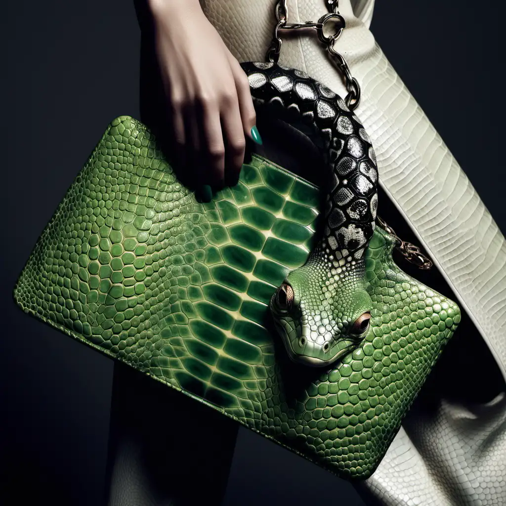 Fashionable Reptilian Elegance Vogue Style Image with Exquisite ReptileInspired Accessories