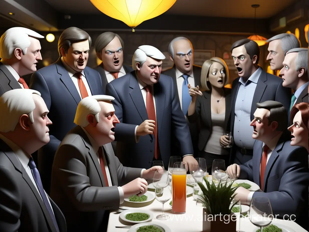 a party of politicians in a restaurant