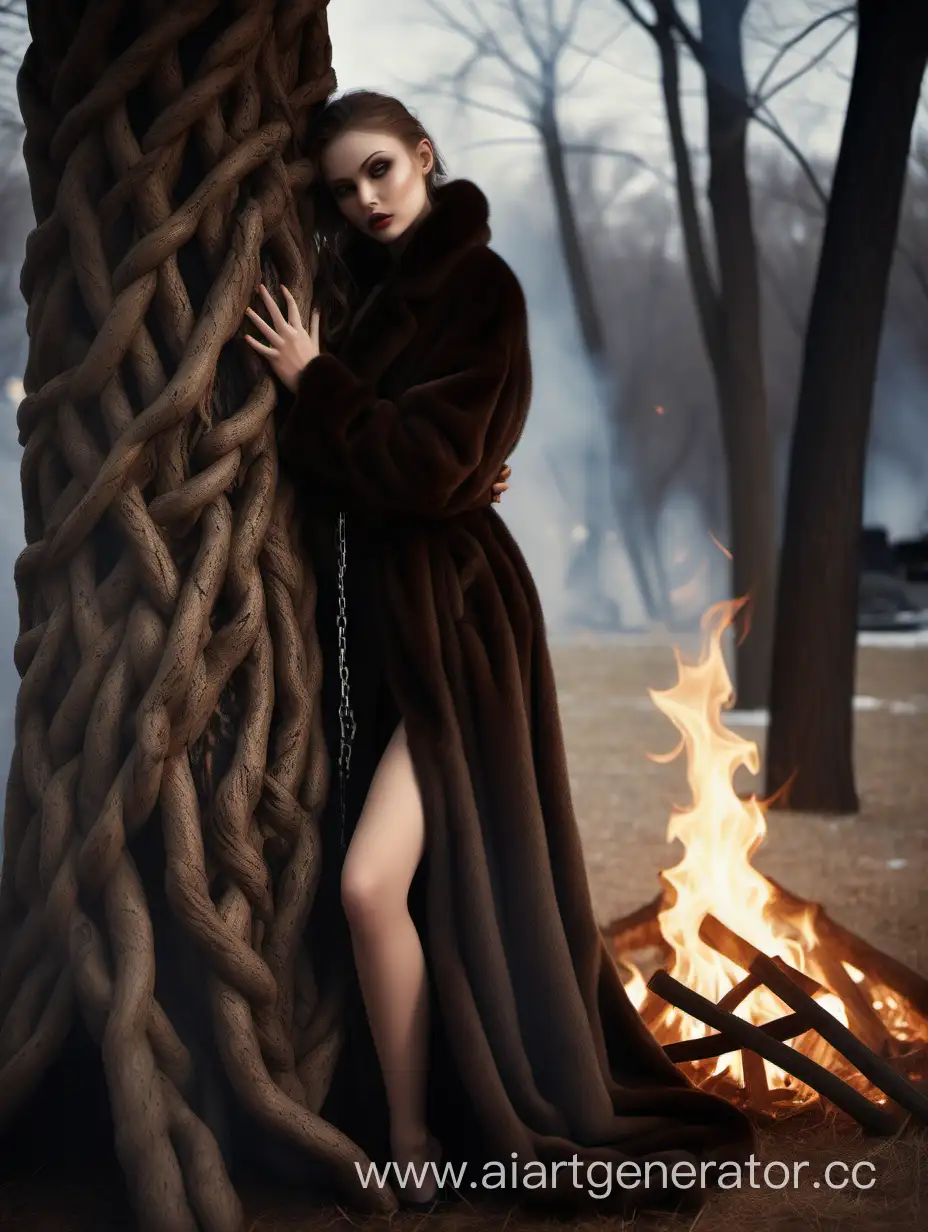 Tall-Girl-Bound-in-Mink-Coat-by-Bonfire