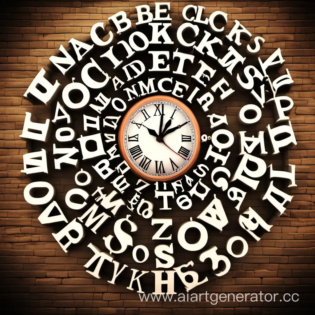 clocks made of letters
background of letters and numbers