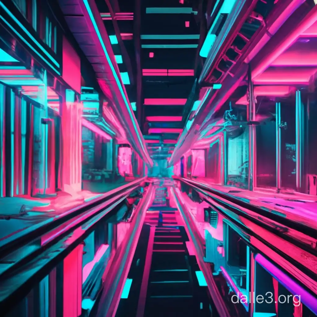 Cyberglitch Glitchcore Dark Waterslides Tunnel | Dalle3 AI