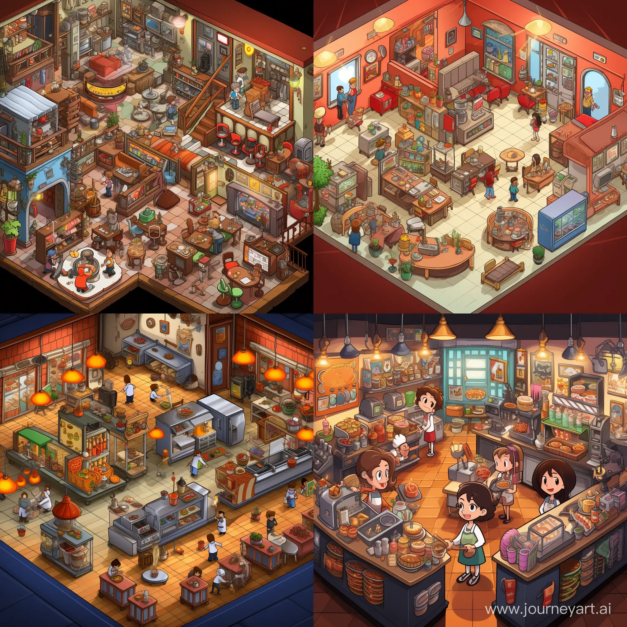 2.5D Cartoon restaurant operations