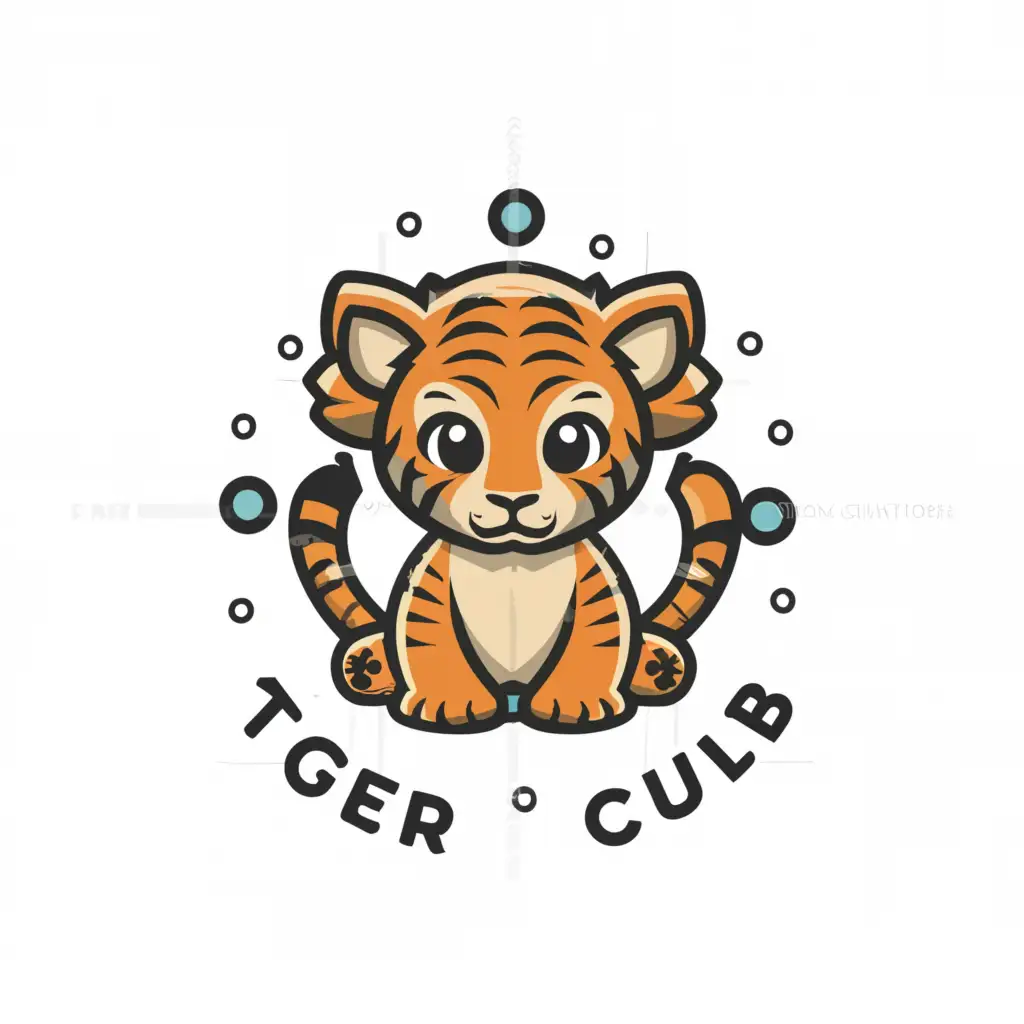 a logo design,with the text "Tiger cub", main symbol:cute tiger cub who is learning,complex,be used in Education industry,clear background