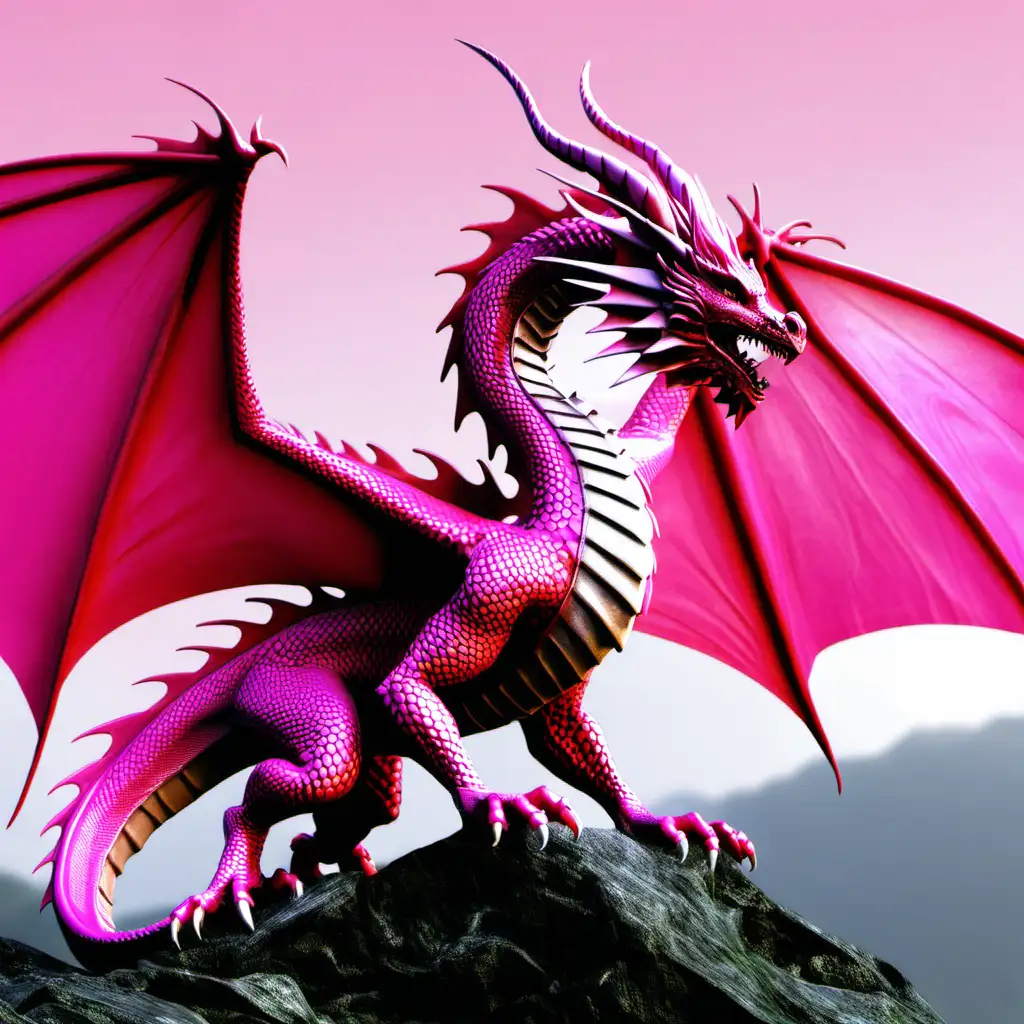 Enchanting Pink Dragon Illustration for Fantasy Art Enthusiasts