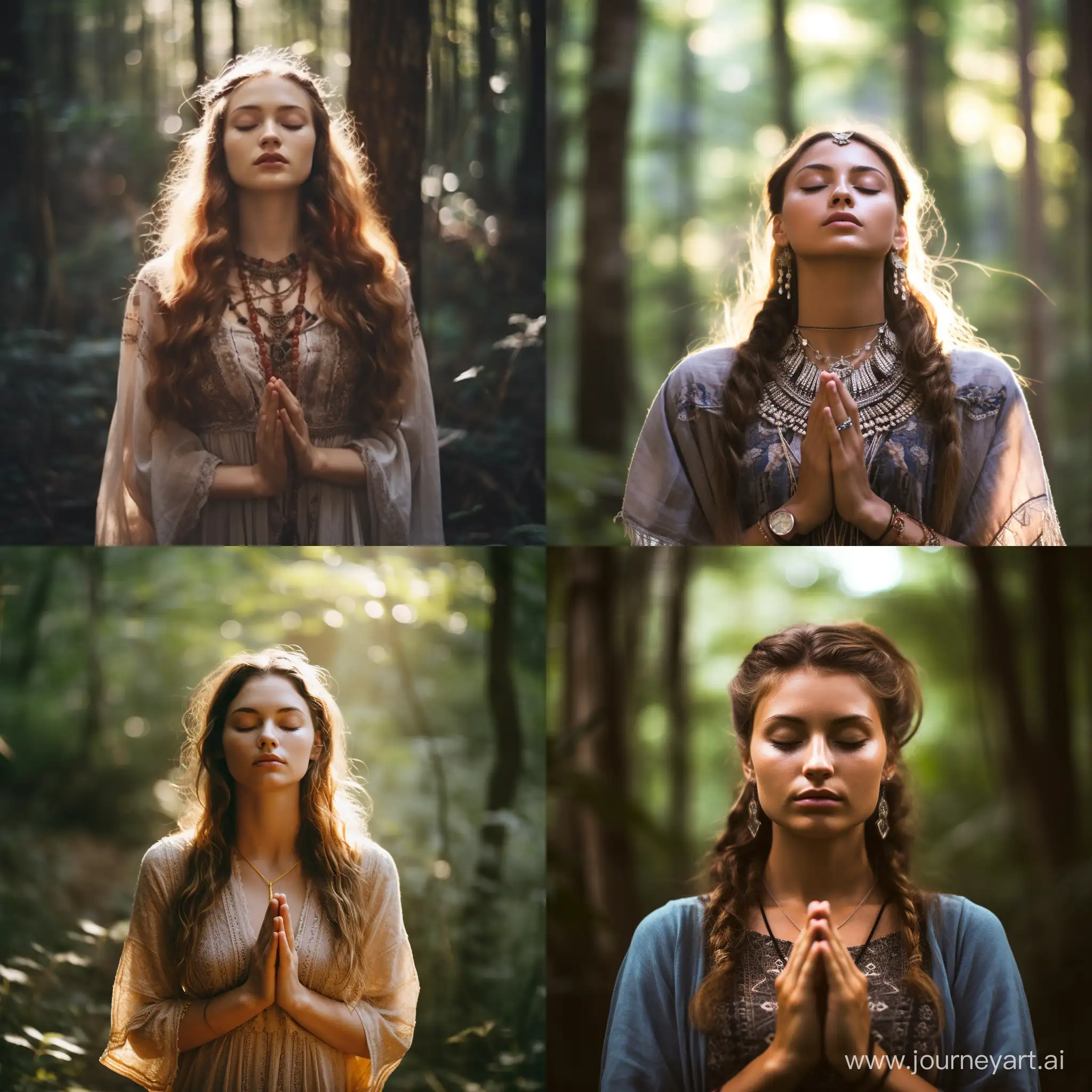 Spiritual-Teenage-Shaman-Meditating-in-Enchanted-Forest