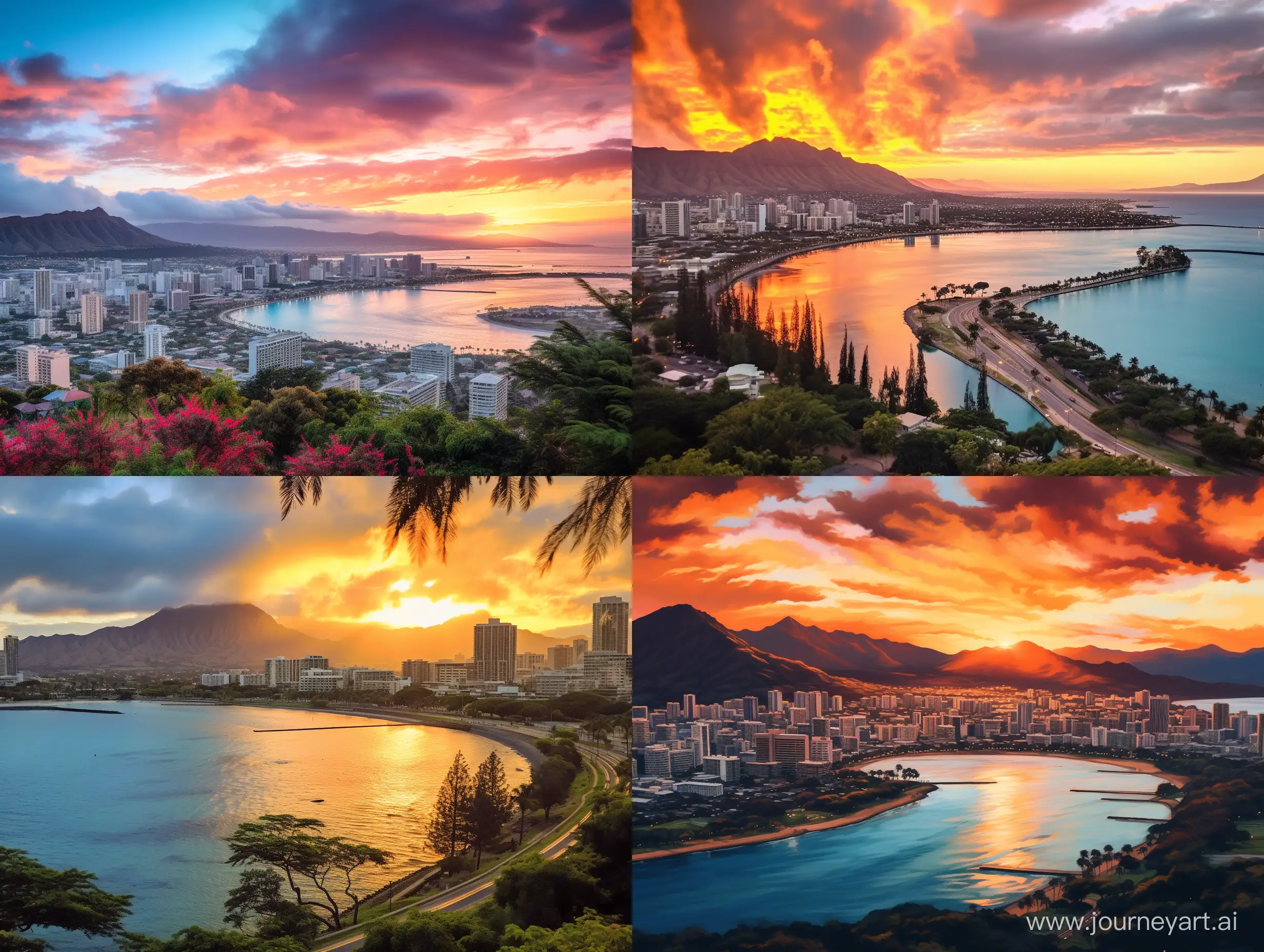 Breathtaking-Sunset-Over-Honolulu-Island-Tranquil-Scenic-View
