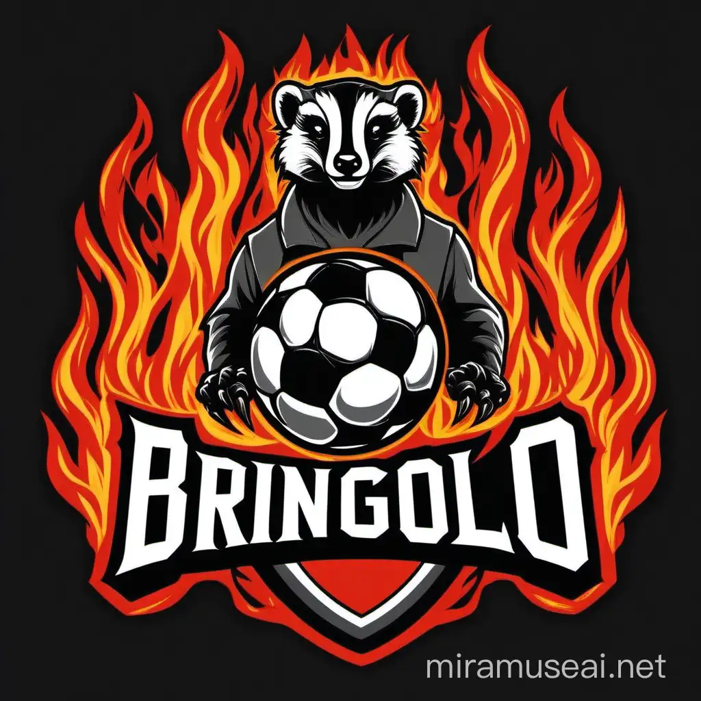 Logo for BRINGOLO soccer team with an aggressive badger in flames