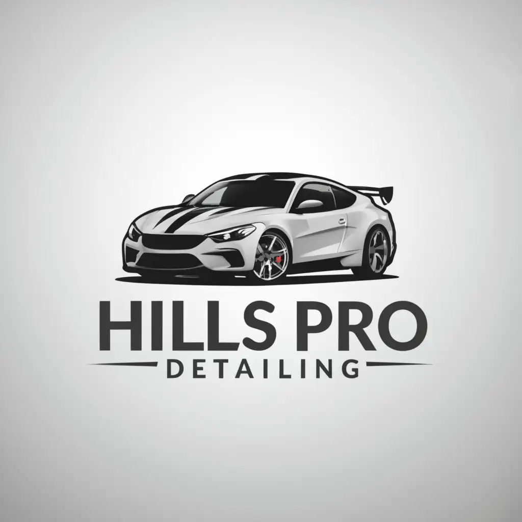 a logo design,with the text 'Hills Pro Detailing', main symbol:car,Minimalistic,clear background