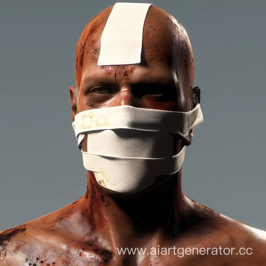 Rust-GameInspired-Human-Face-with-C4-Bandage