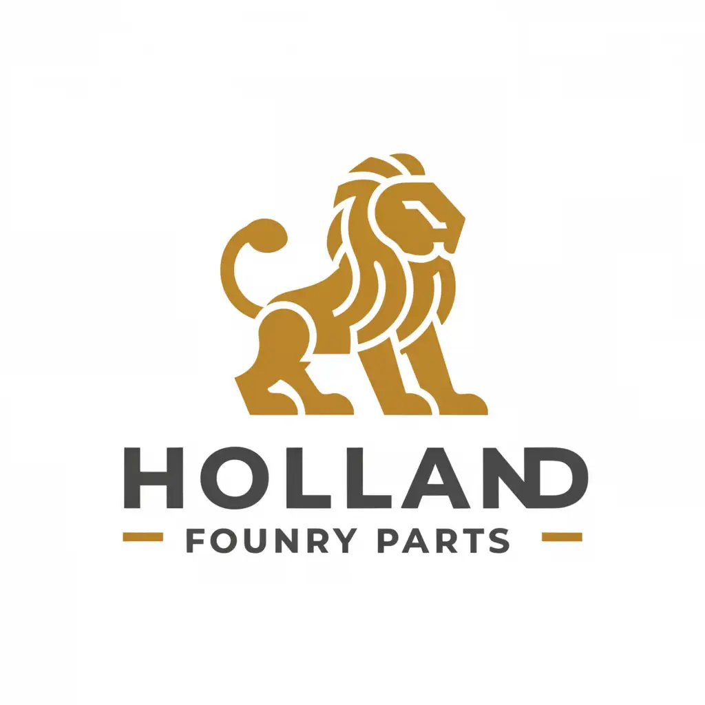 LOGO-Design-for-Holland-Foundry-Parts-Majestic-Lion-Emblem-for-Construction-Industry
