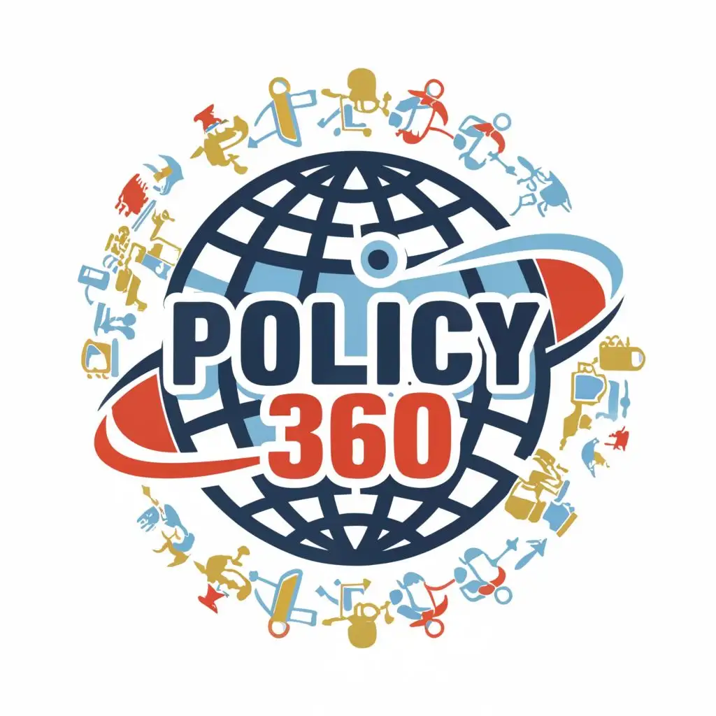 logo, globe, with the text "policy 360", typography, be used in Education industry