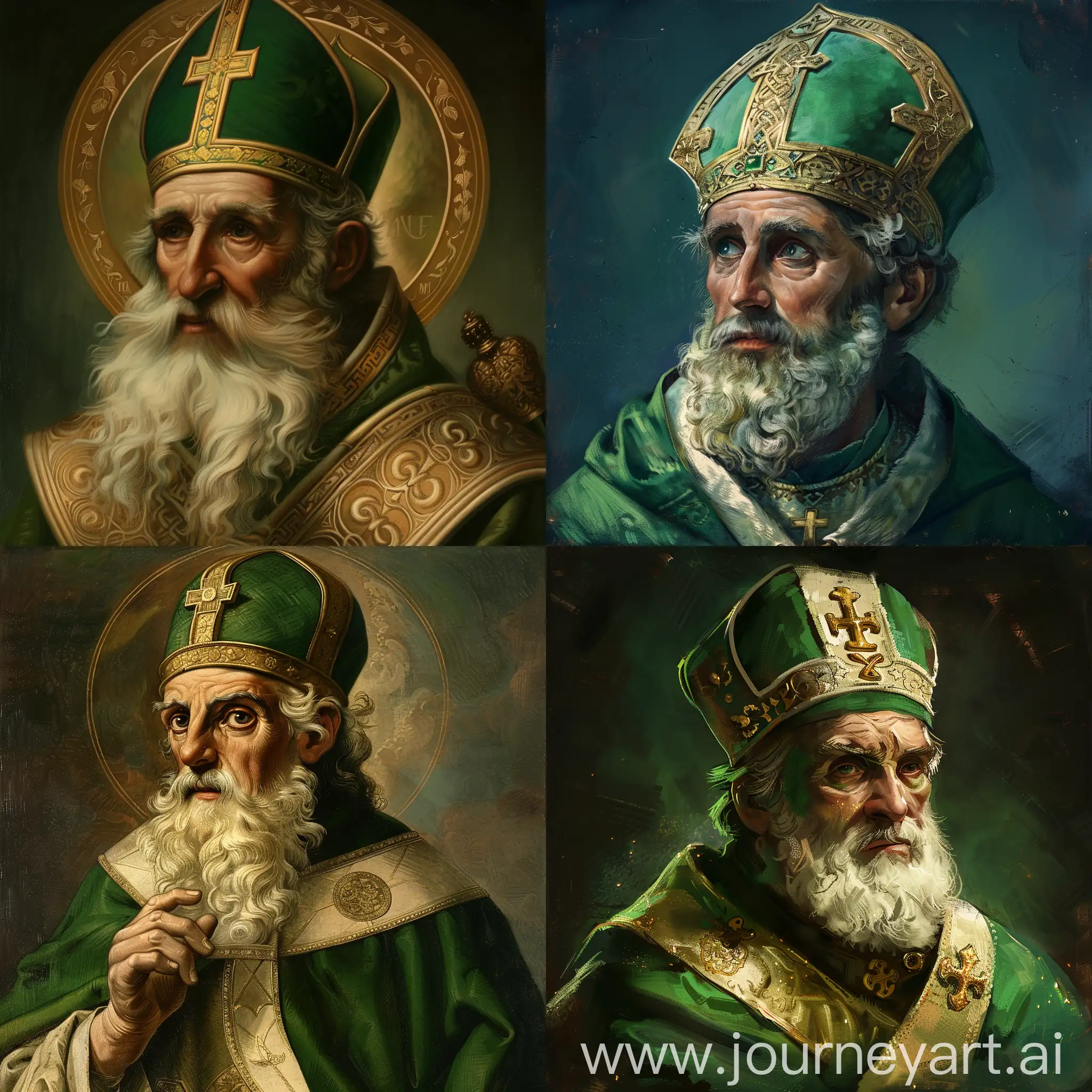 create a portrait of Ireland's Saint Patrick 