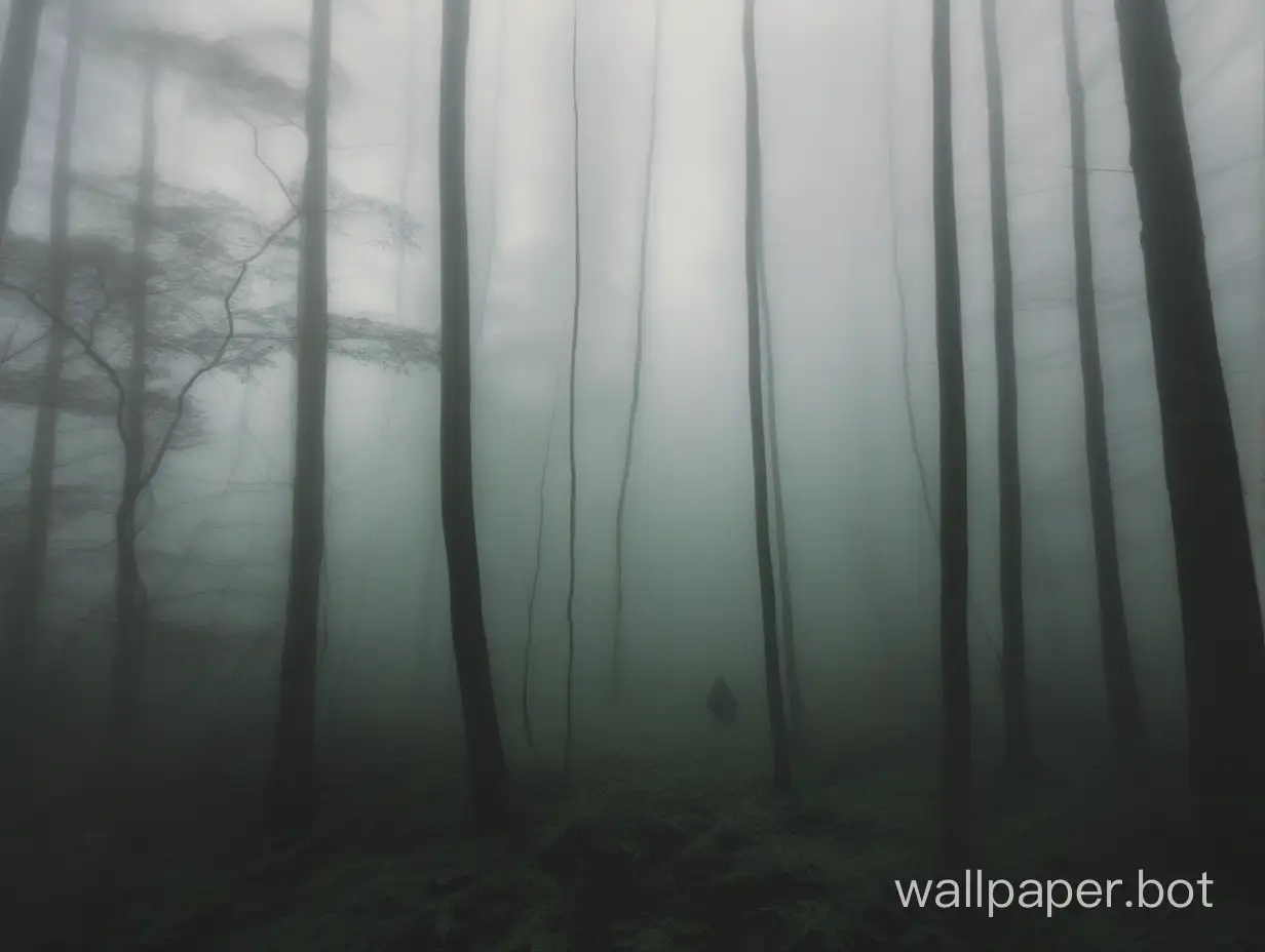 foggy forest hiding creature off center