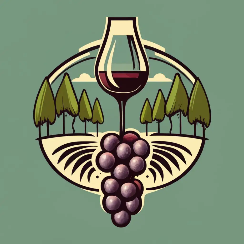logo, logo, vector, emblem, shimmering, ethereal, mystical, Winecountry, Sonoma, redwoods, insignia, wine glass, purple grapes, grape field, golden ratio, white, with the text "wine country Sonoma", typography, be used in Nonprofit industry