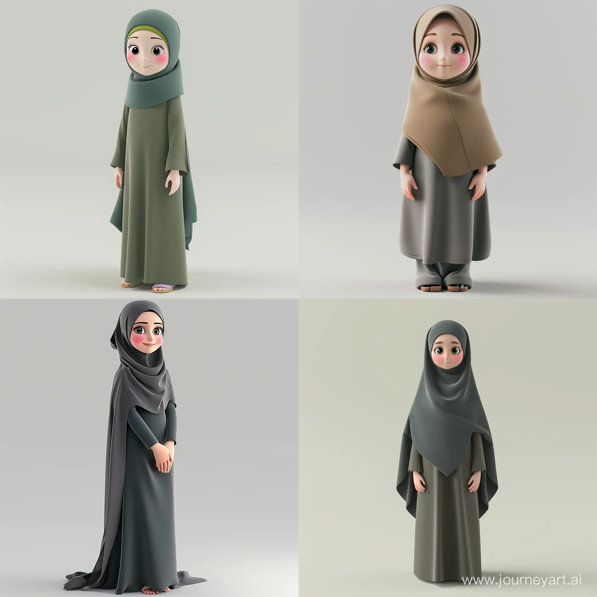 Young math teacher with hijab and attractive Olivegreencolor eyes and pink cheeks     Full hd,, 3d render straight look photo0.2 poster full body standing