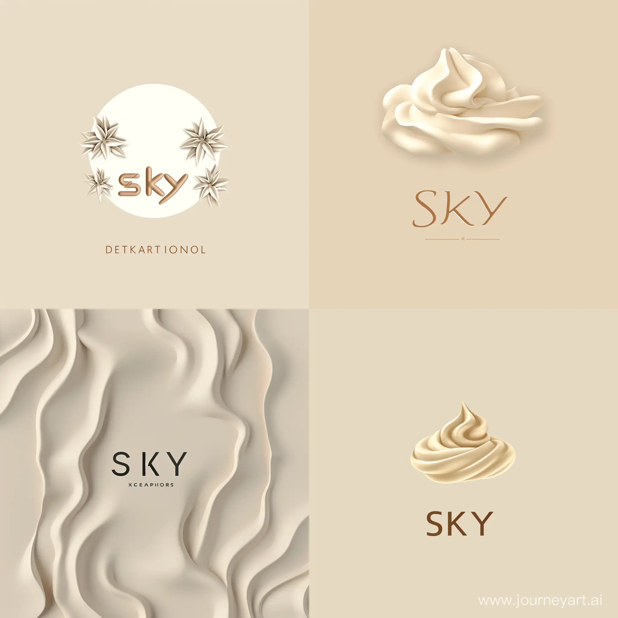 Логотип для крема, с бежевым фоном,с именем SKY