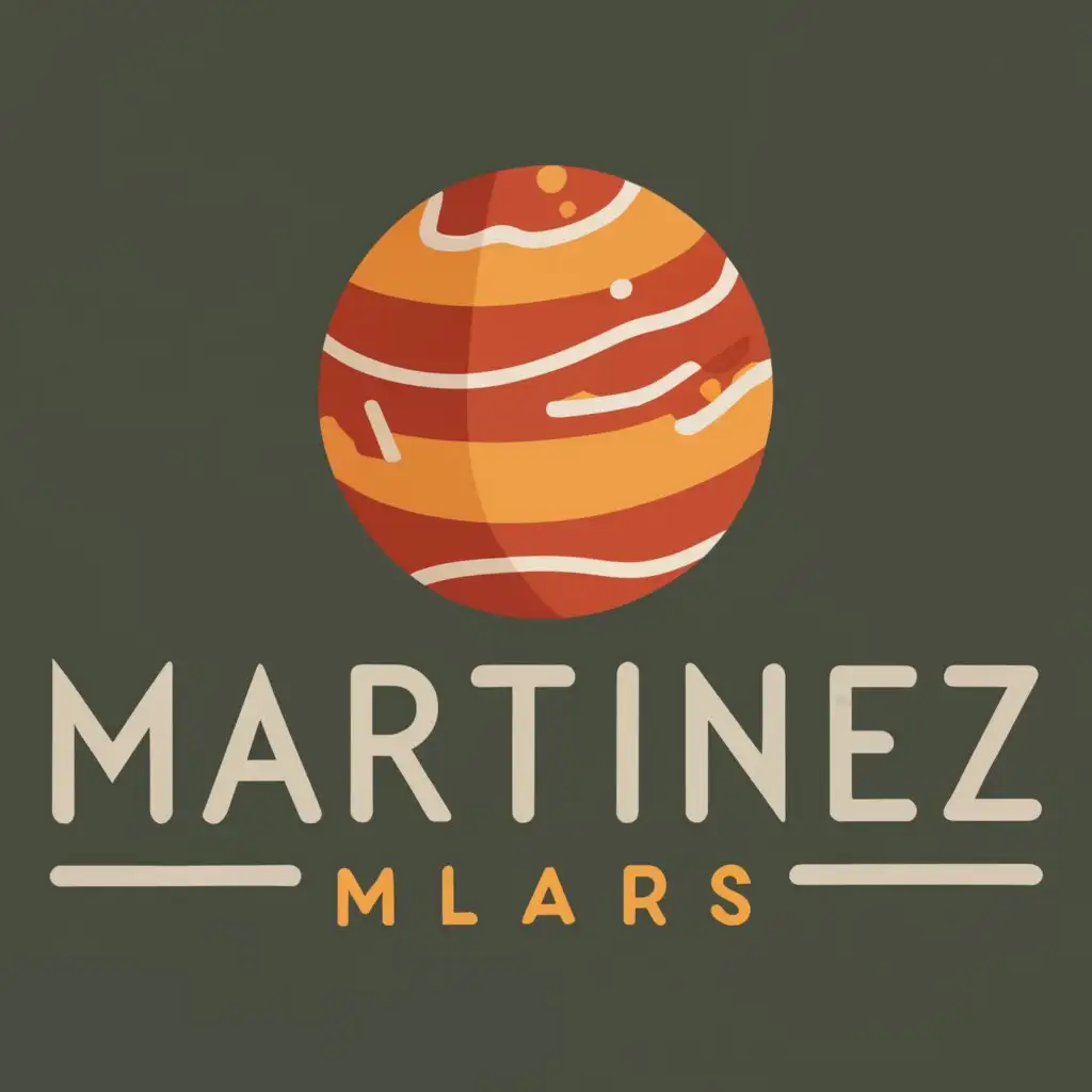 logo, a planet mars

, with the text "Martinez ", typography