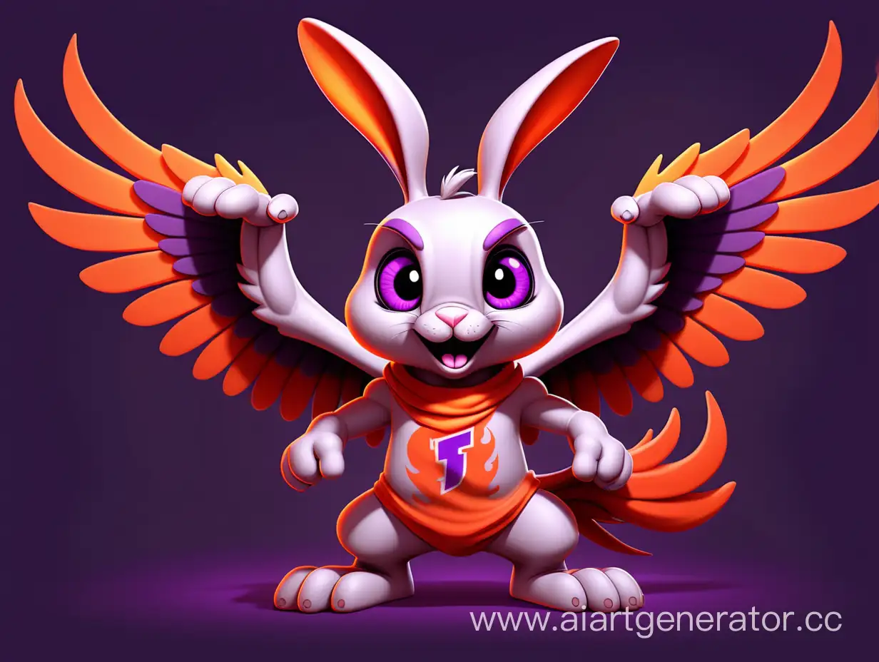 Fiery-Winged-Cartoon-Rabbit-with-PHOENIX-TShirt-in-4K