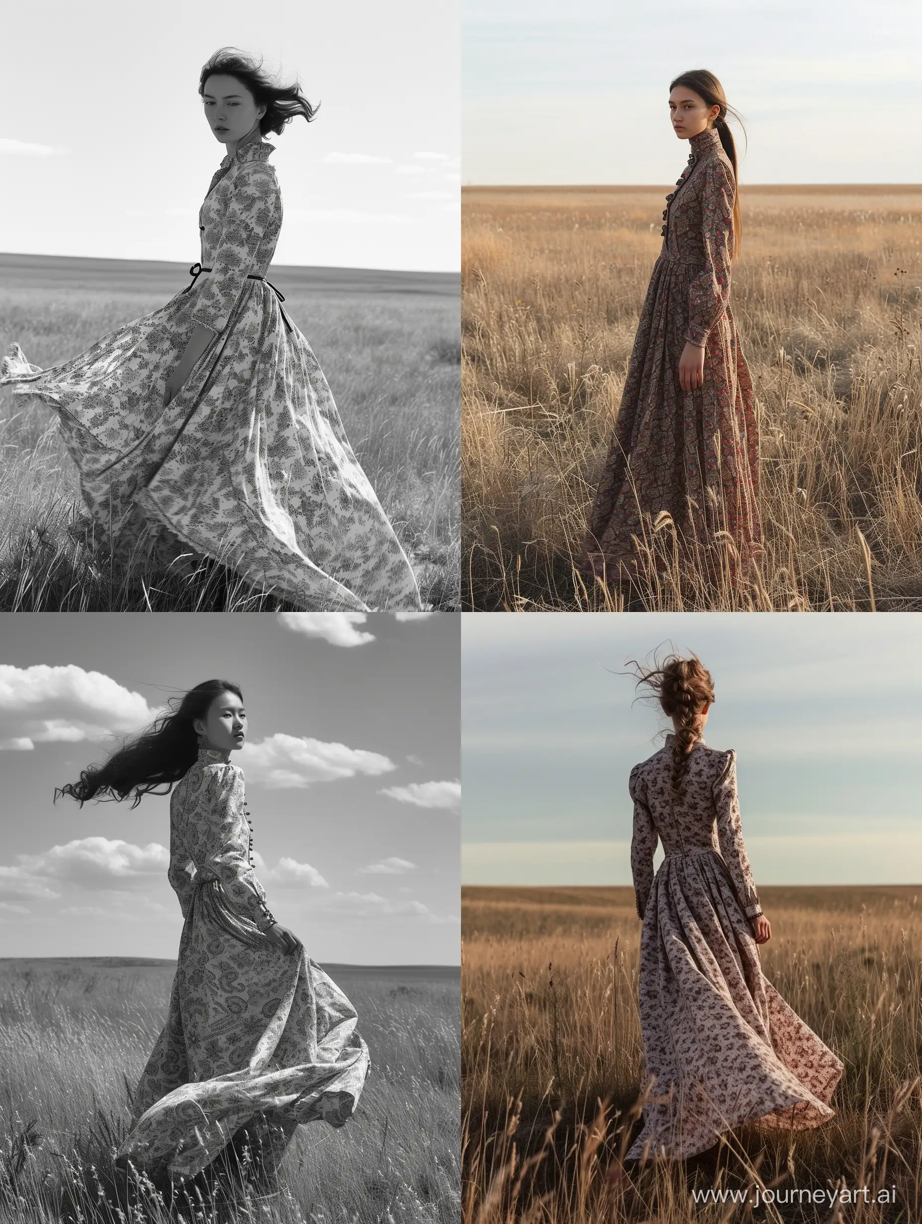 Nogai-Girl-in-Traditional-Dress-Amidst-the-Vast-Steppe-Landscape