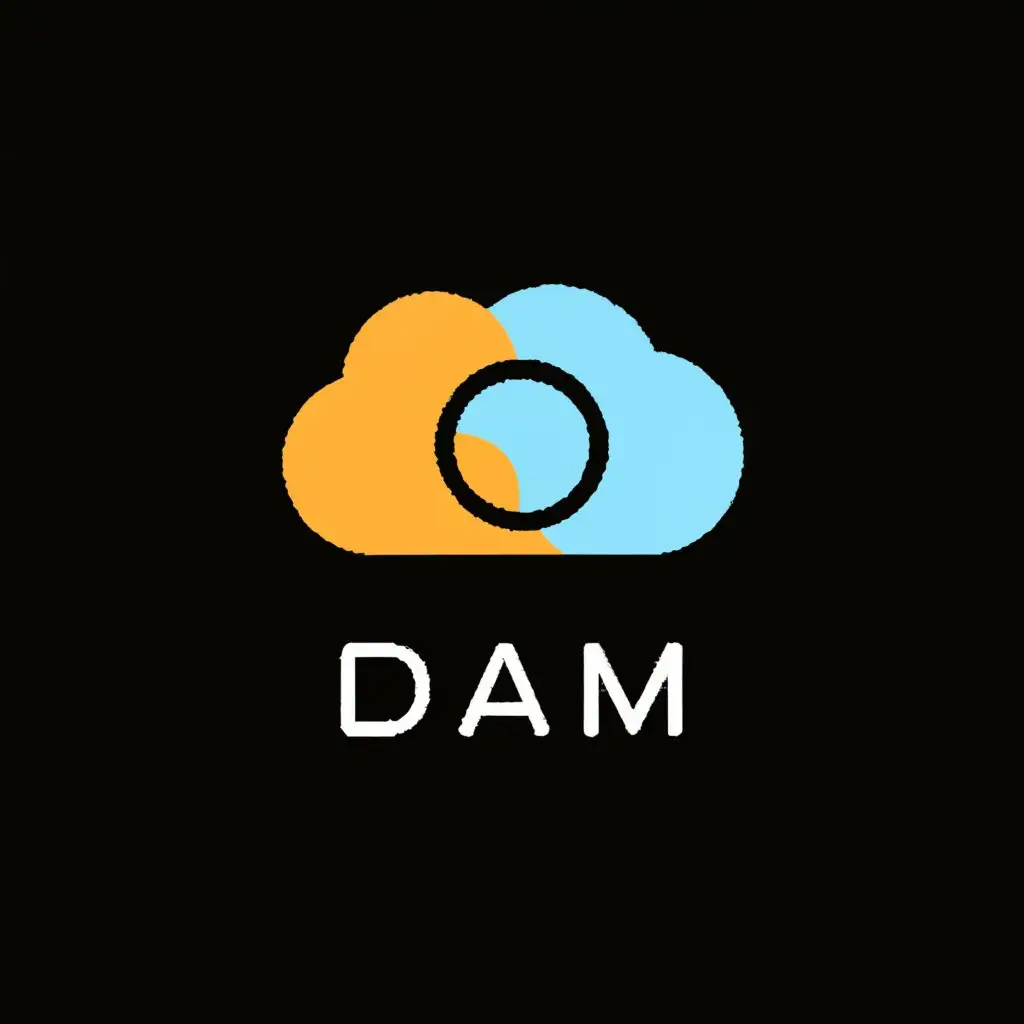 a logo design,with the text "DAM", main symbol:something to do with digital files management in the cloud,Moderate,clear background