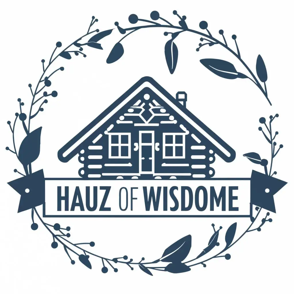 logo, chalet, with the text "Hauz of Wisdome", typography